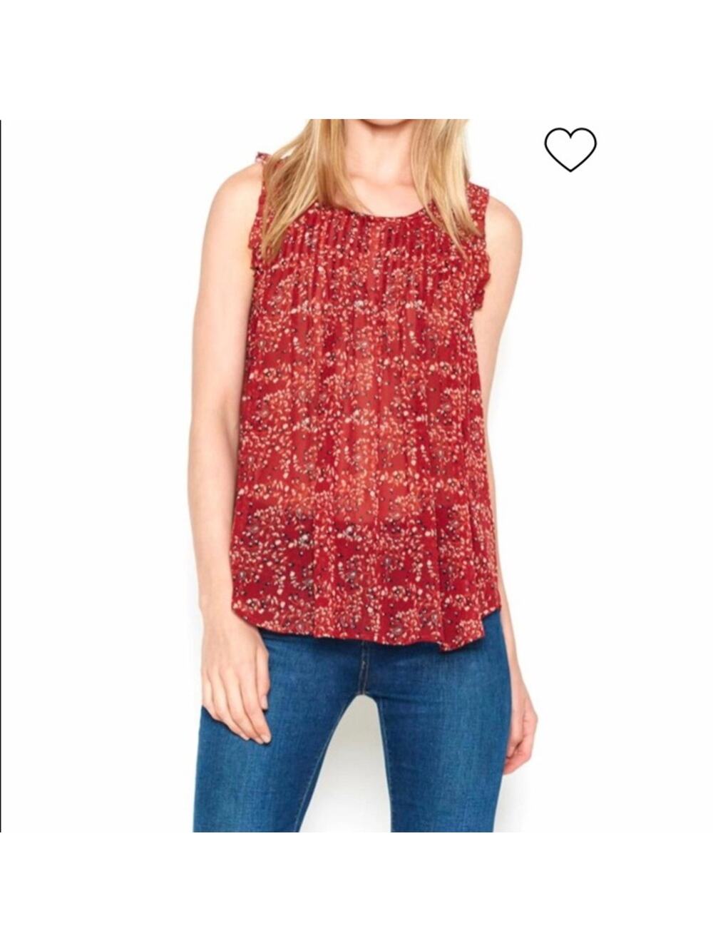 Joie Celadine 100% Silk Sleeveless Floral Blouse-Size XS